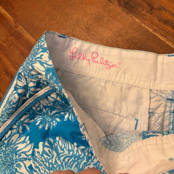 Lilly Pulitzer Womens Callahan Short Lion In The Sun Ariel Blue & White Size 10 - Picture 4 of 5